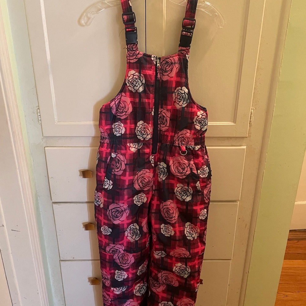 Pink Platinum Advance Pink And Blue Floral Snow Bib Size 10/12